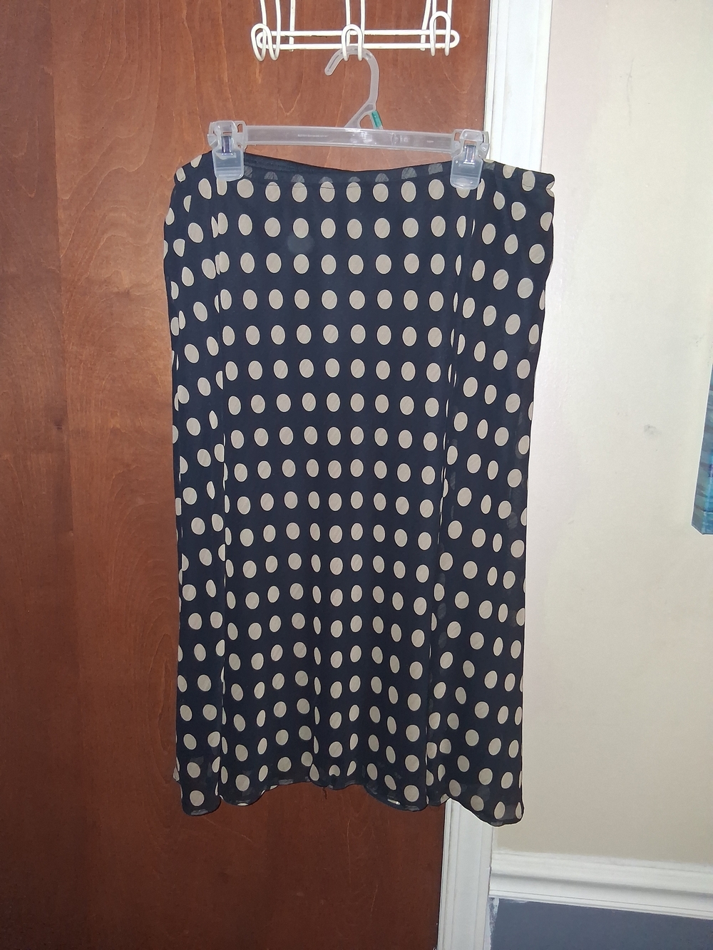 Black and Cream Polka Dot Midi Skirt